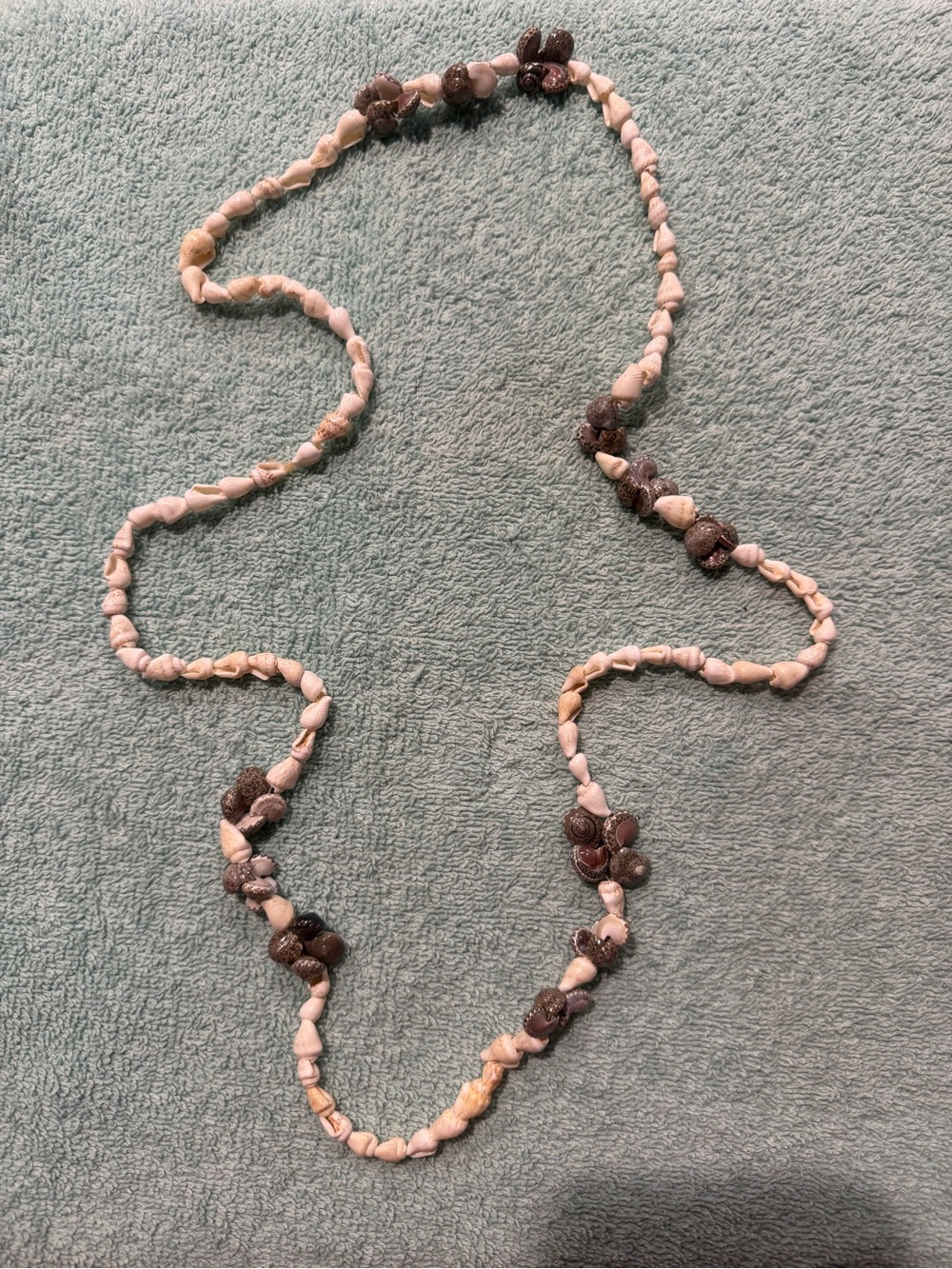 Handcrafted cream and gray Shell Necklace
